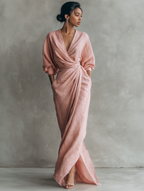 Mika | Pink Minimalist Maxi Dress with V-Neck